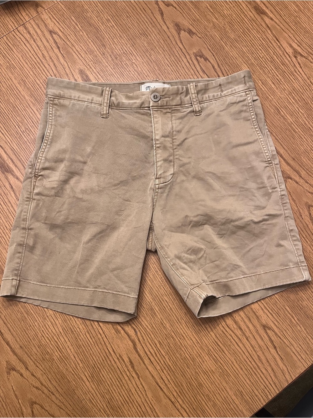 Madewell Women's Khaki Flat-Front Cotton Shorts
